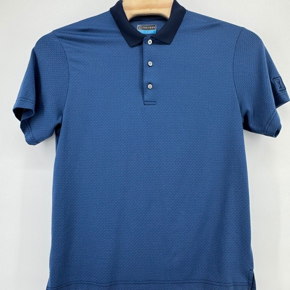 PGA TOUR Mens Casual Blue Geometric Print Short Sleeve Golf Polo Shirt Size L - Picture 4 of 9